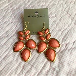 New Coral Statement Earrings